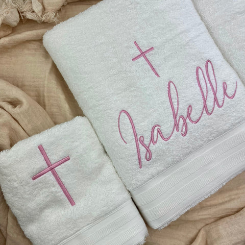 Embroidered Christening Towel Set