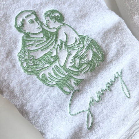 Embroidered Religious Image Bath Towel