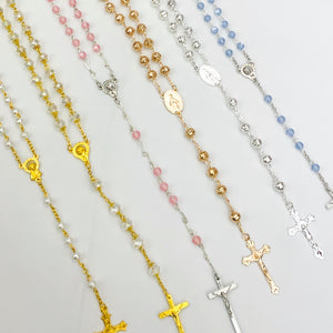 Clear Beaded Gold Rosary