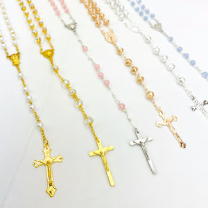 Clear Beaded Gold Rosary