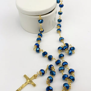 Navy Blue and Gold Rosary