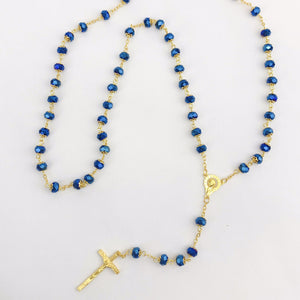 Navy Blue and Gold Rosary