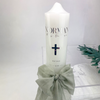 Christening Candle with Raw Edge Ribbon