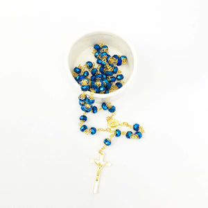 Navy Blue and Gold Rosary