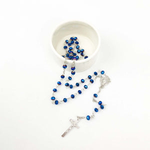 Navy Blue and Silver Rosary