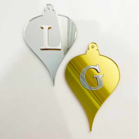 Teardrop Ornament with Letter