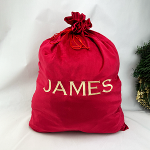 Embroidered Velvet Santa Sacks